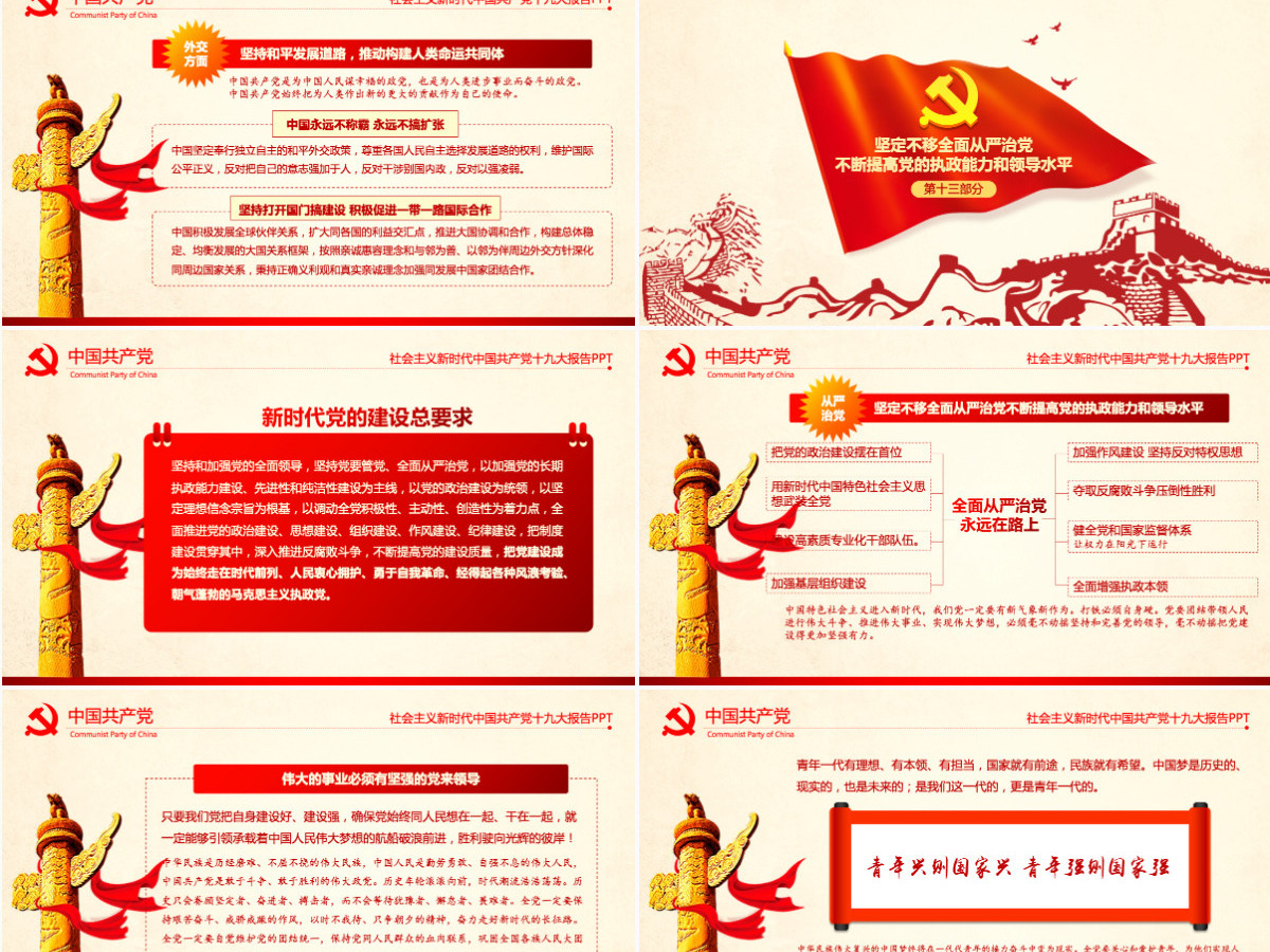 大气简约聚焦十九大学习十九大报告PPT