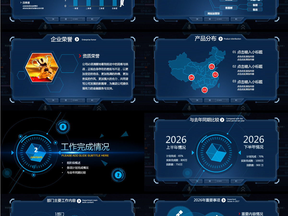2026精美蓝色互联网公司科技感工作计划年终总结PPT模板