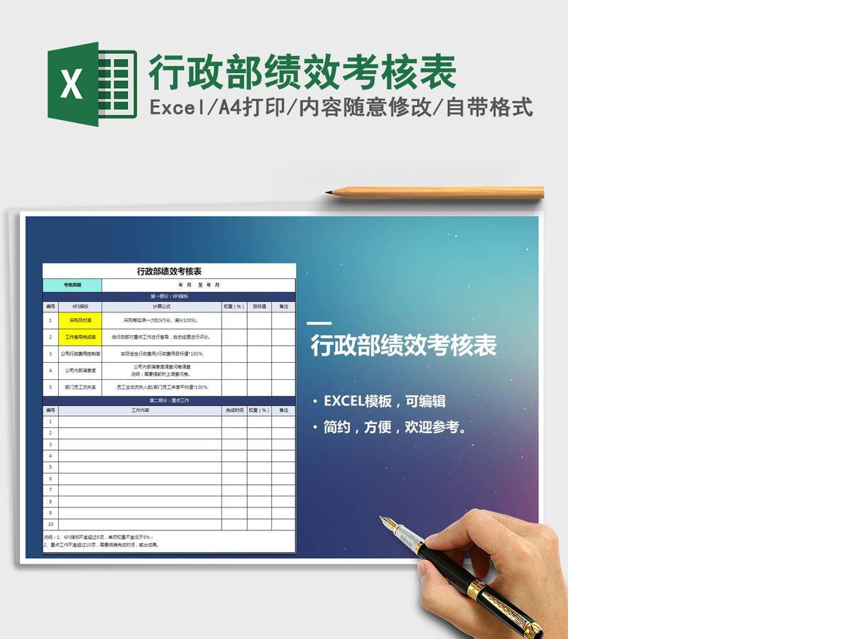 2022年行政部绩效考核表