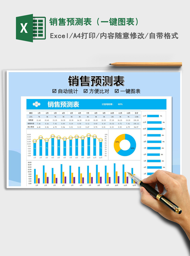 2021年销售预测表(一键图表) 2021年销售预测表(一键图表)
