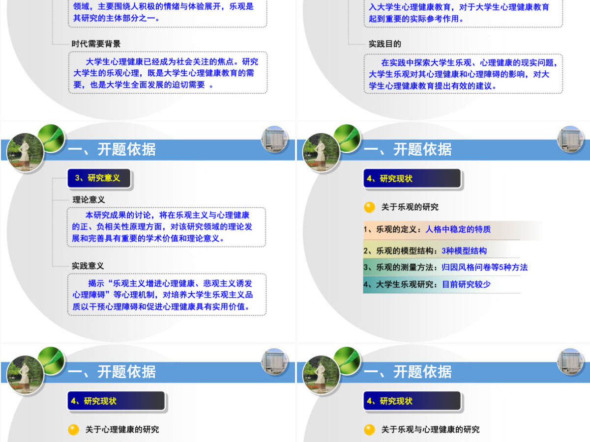 大学生乐观主义与心理健康关系研究开题报告 大学生乐观主义与心理健康关系研究开题报告