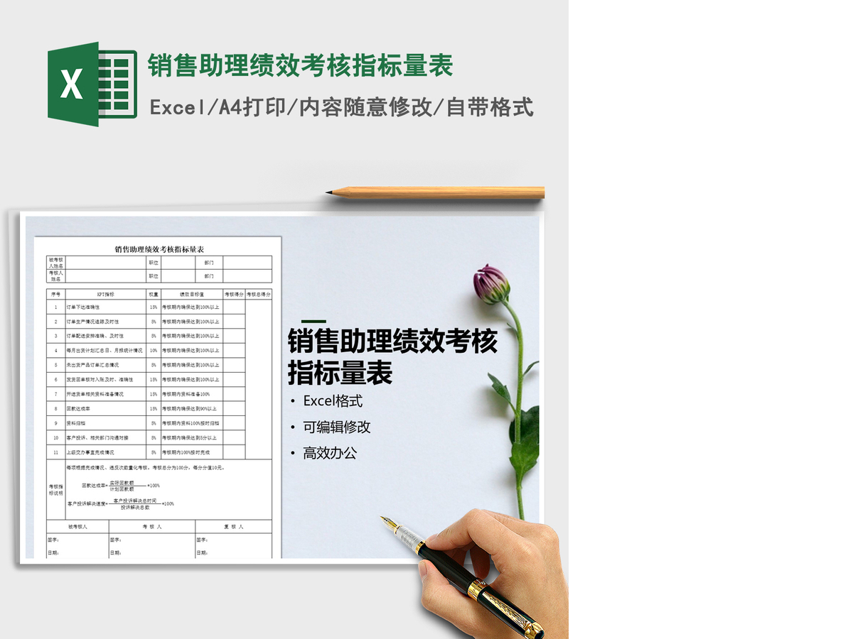 2022年销售助理绩效考核指标量表