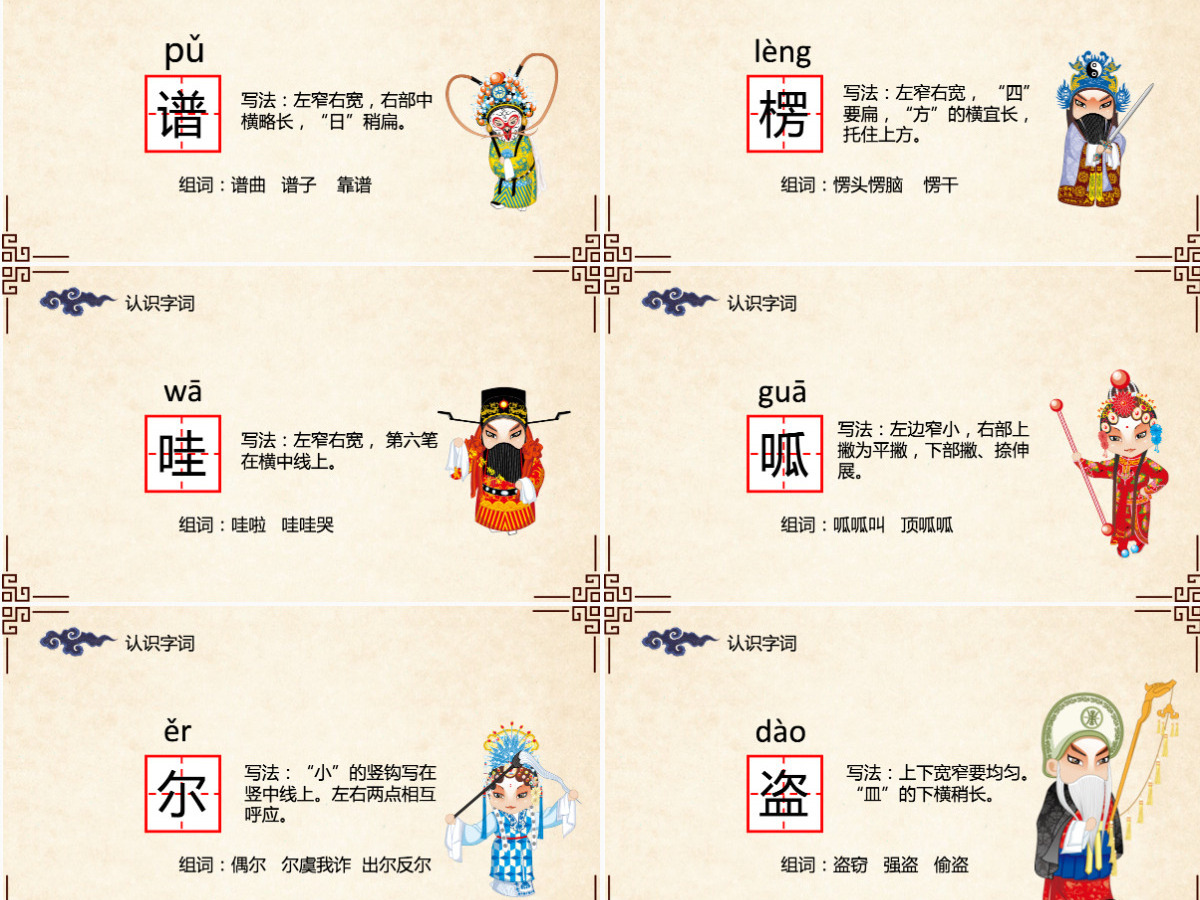 五年级语文课件唱脸谱PPT模板