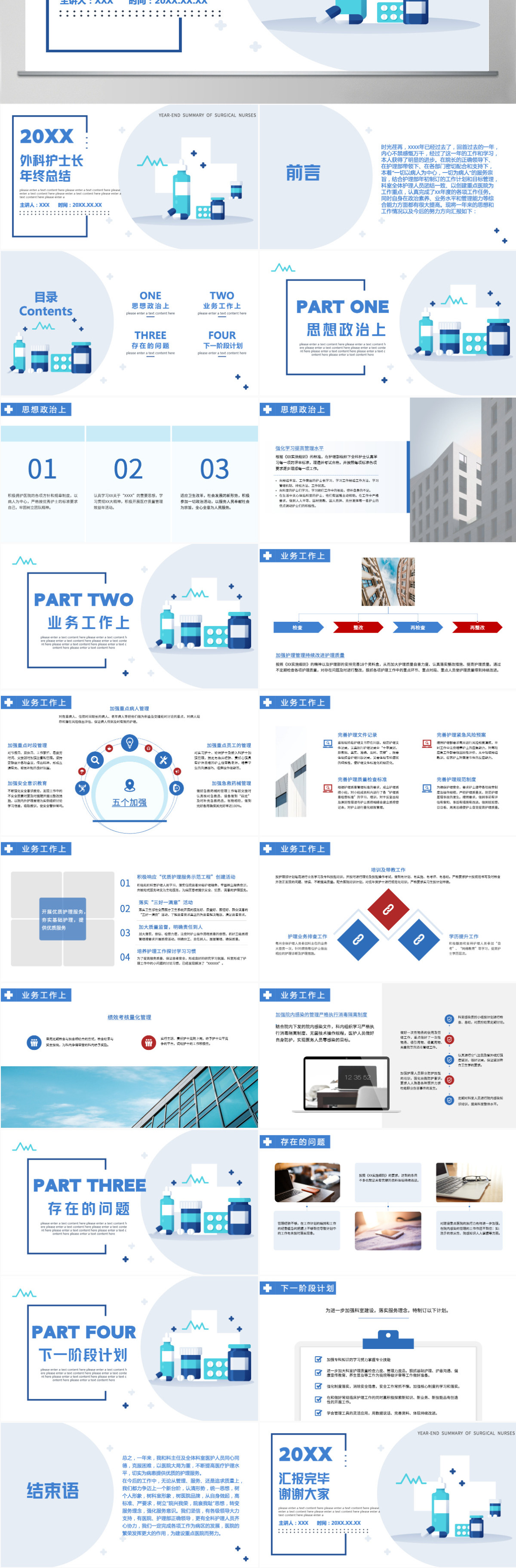 2022外科护士长年终总结商务清新完整框架内容年终总结专用PPT