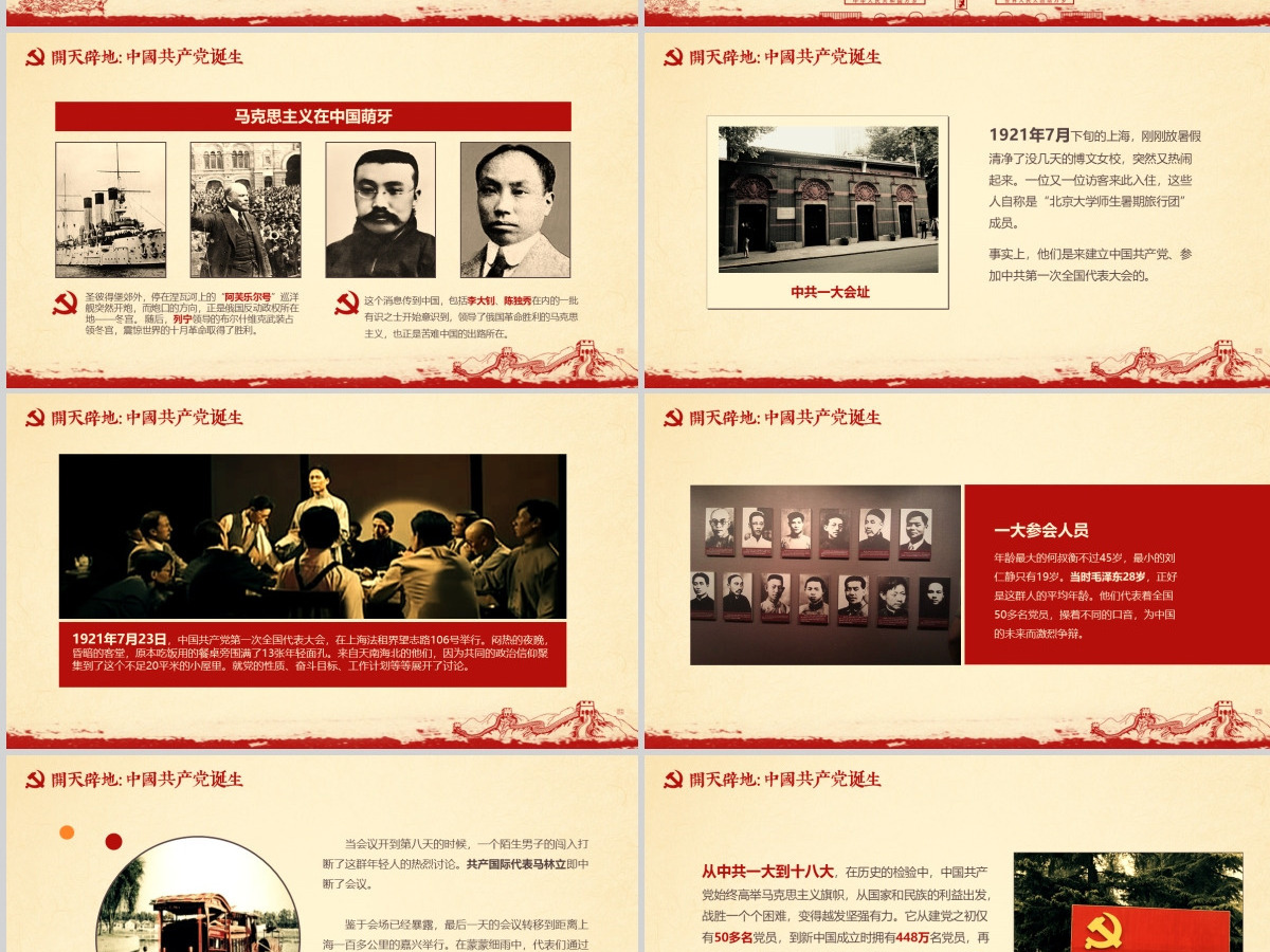 光辉的历程纪念建党100周年党课PPT模板