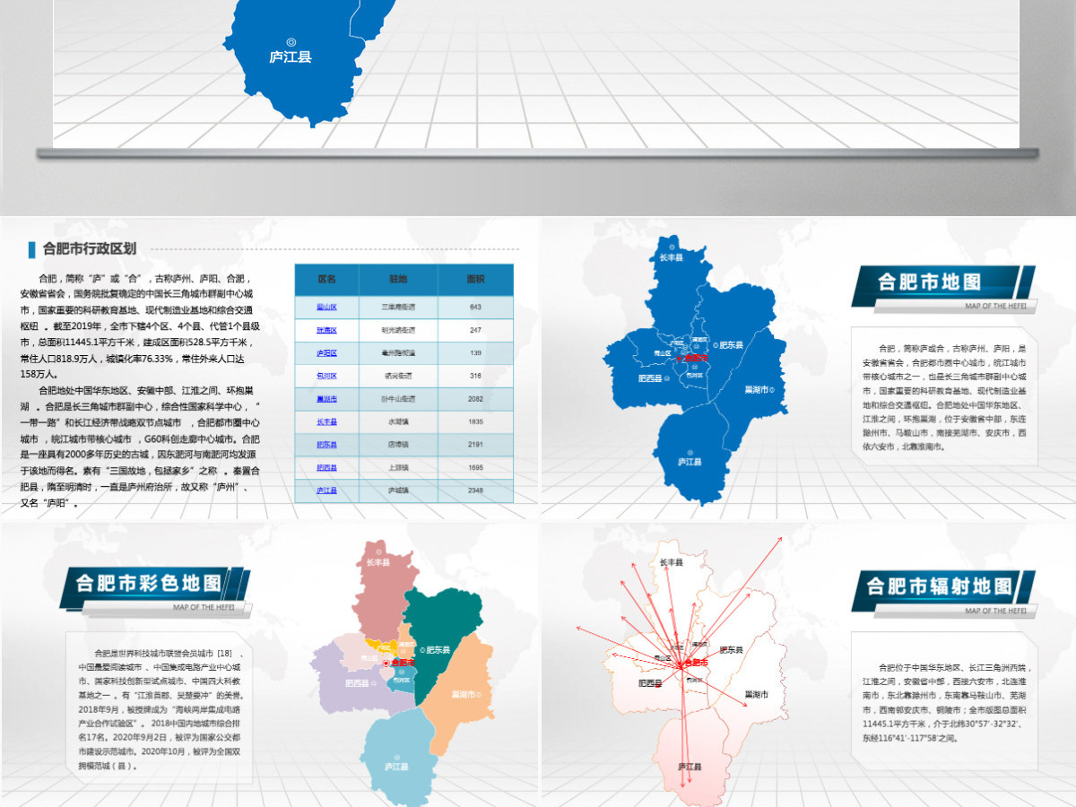 合肥市地图PPT安徽省含区县可编辑可填充矢量分层地图PPT模板 合肥市地图PPT安徽省含区县可编辑可填充矢量分层地图PPT模板