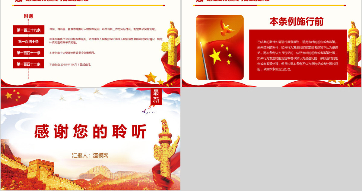 红色中国共产党纪律处分条例党课宣传学习ppt模板