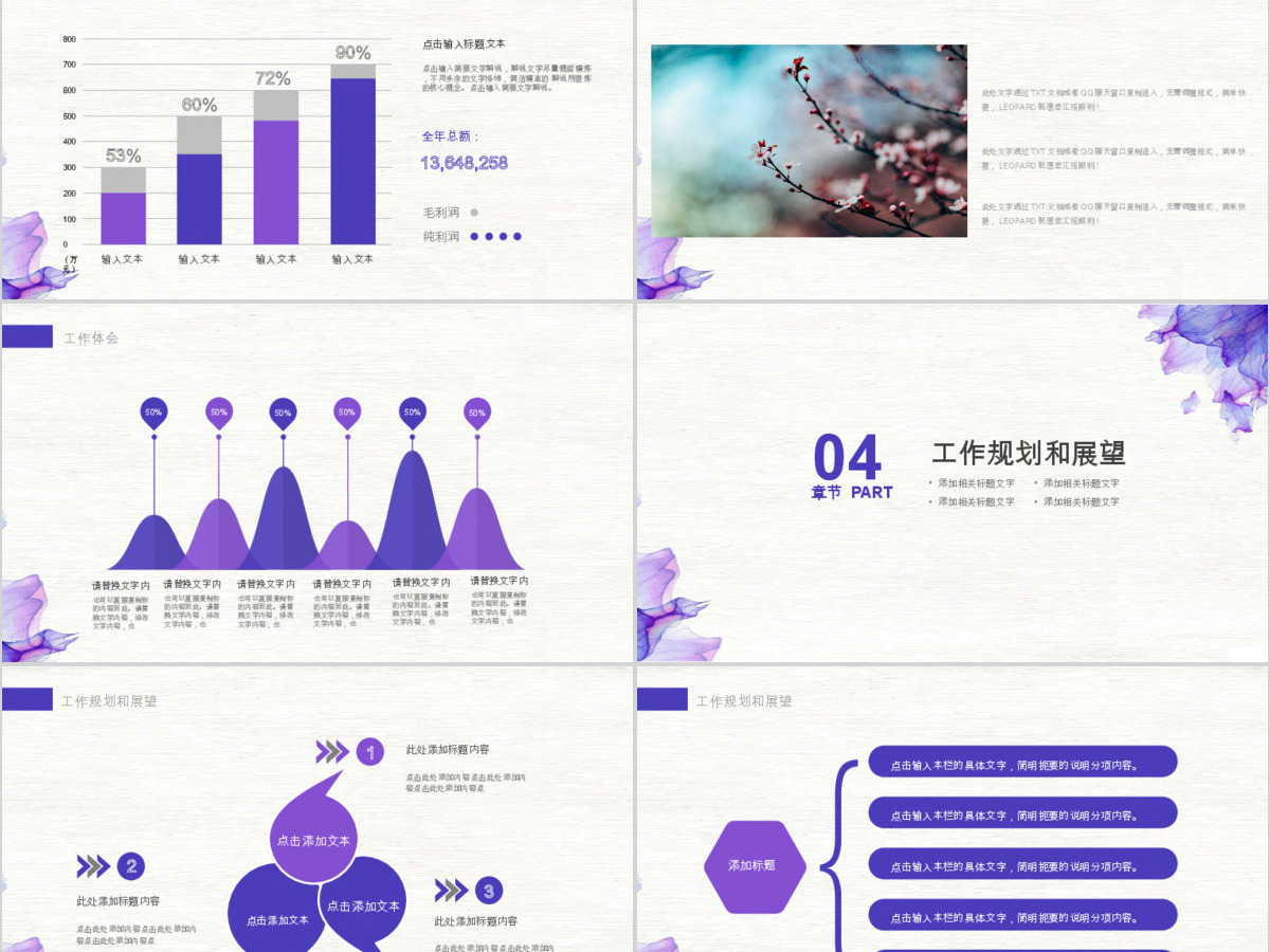 泼墨水彩简约个人述职报告总结PPT模板