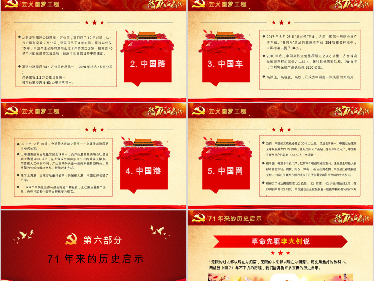 红色喜庆2020庆祝建国71周年喜迎国庆党员教育党课PPT