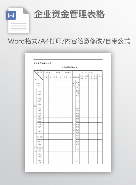 企业资金管理表格