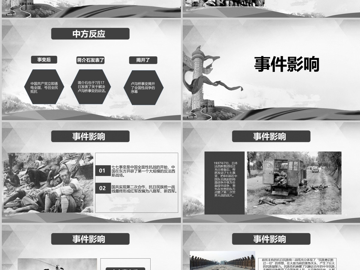 原创卢沟桥事变七七事变抗战胜利PPT模板-版权可商用