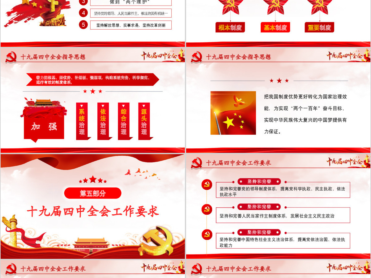 原创大气中国风十九届四中全会公报解读PPT 原创大气中国风十九届四中全会公报解读PPT
