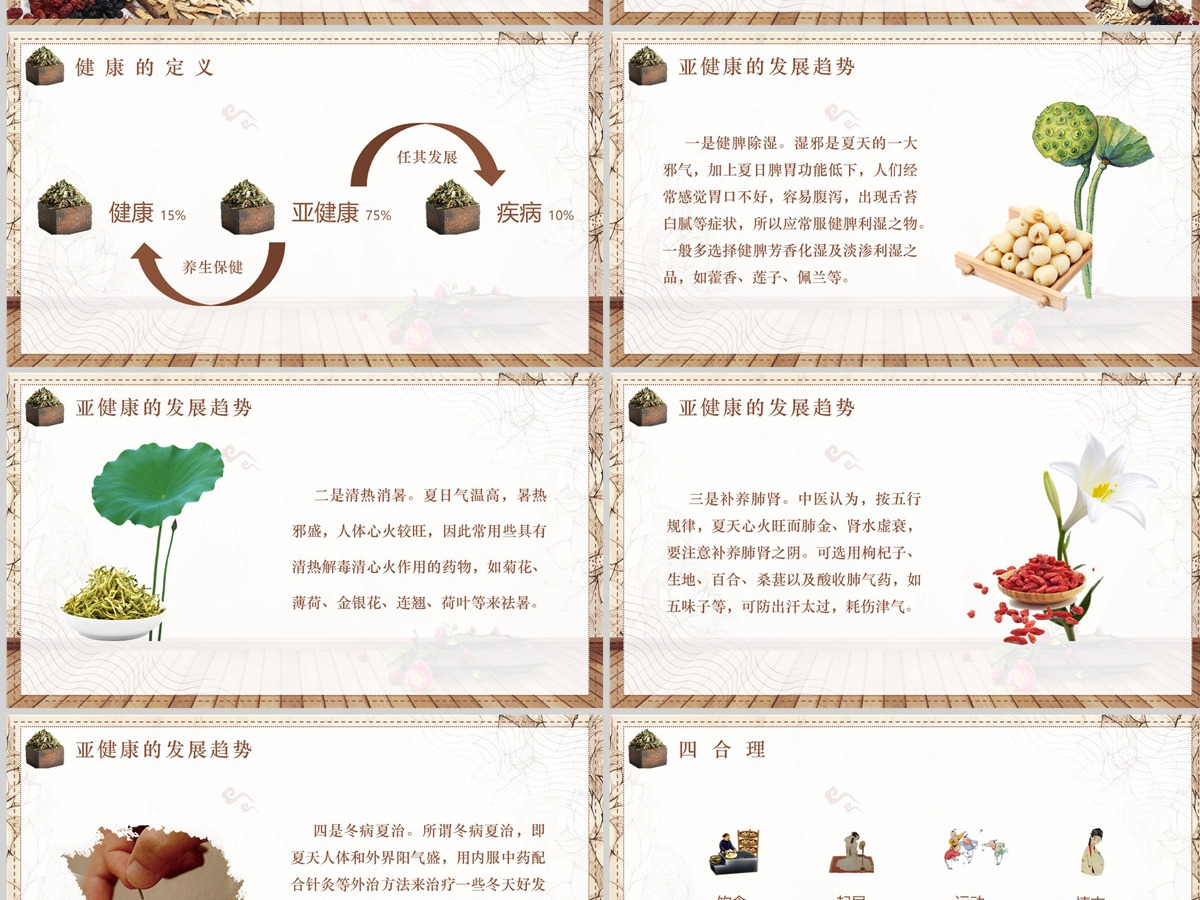 夏季养生简约插画风四季养生通用PPT模板 夏季养生简约插画风四季养生通用PPT模板