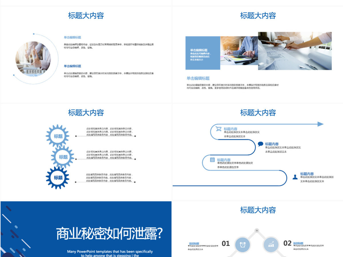 蓝色创意商业秘密保护动态PPT封含PS