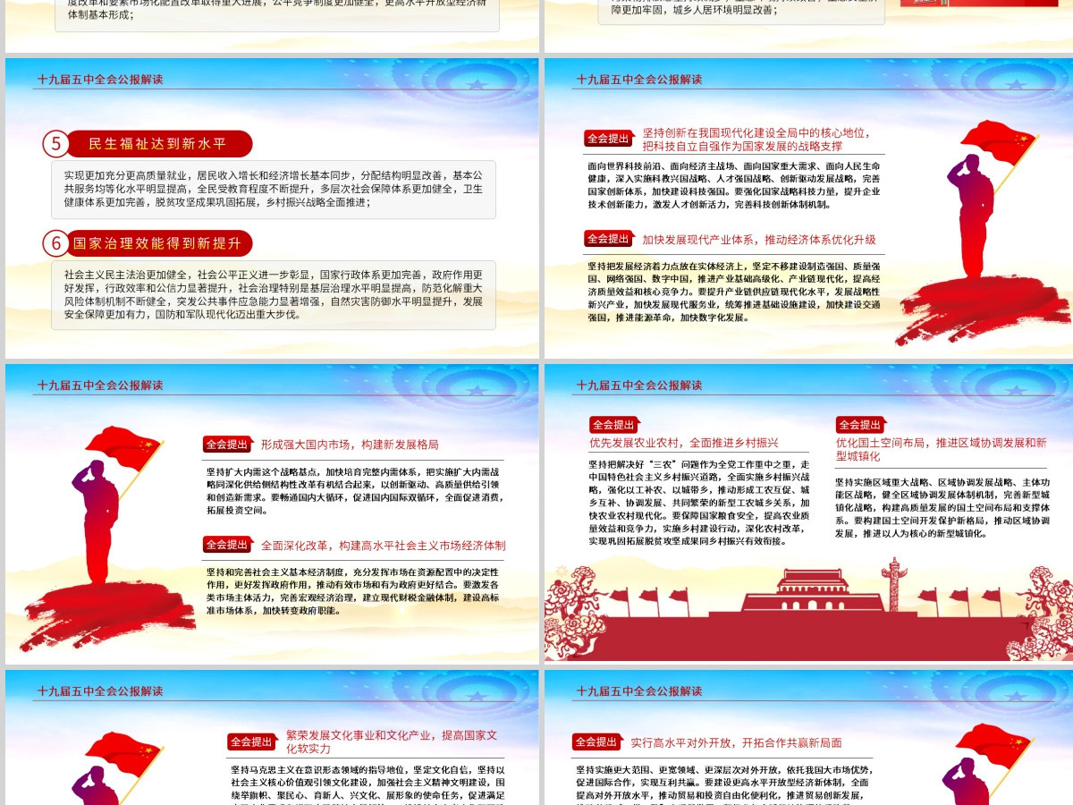 红色动态学习贯彻党的十九届五中全会精神党课PPT