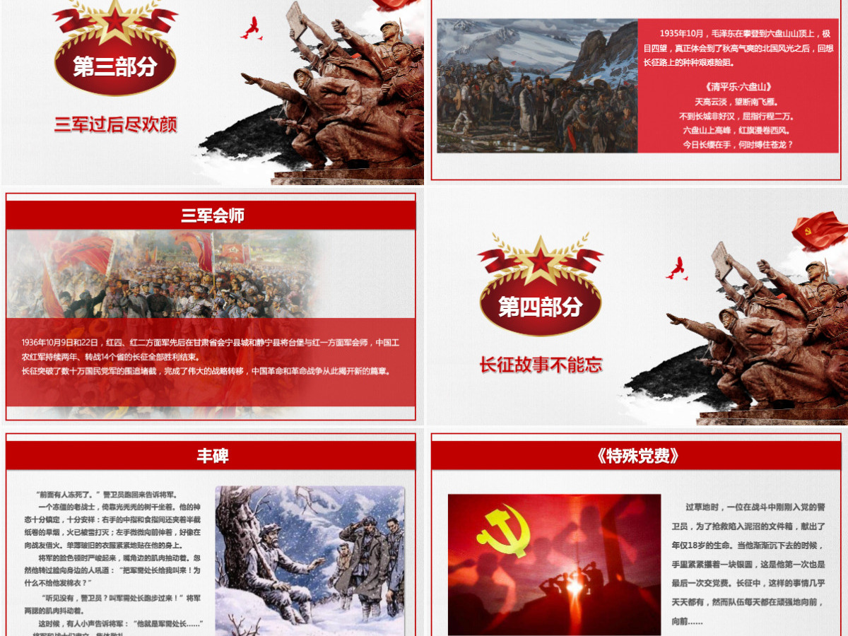 复古中国风长征胜利85周年纪念PPT模板-含讲稿