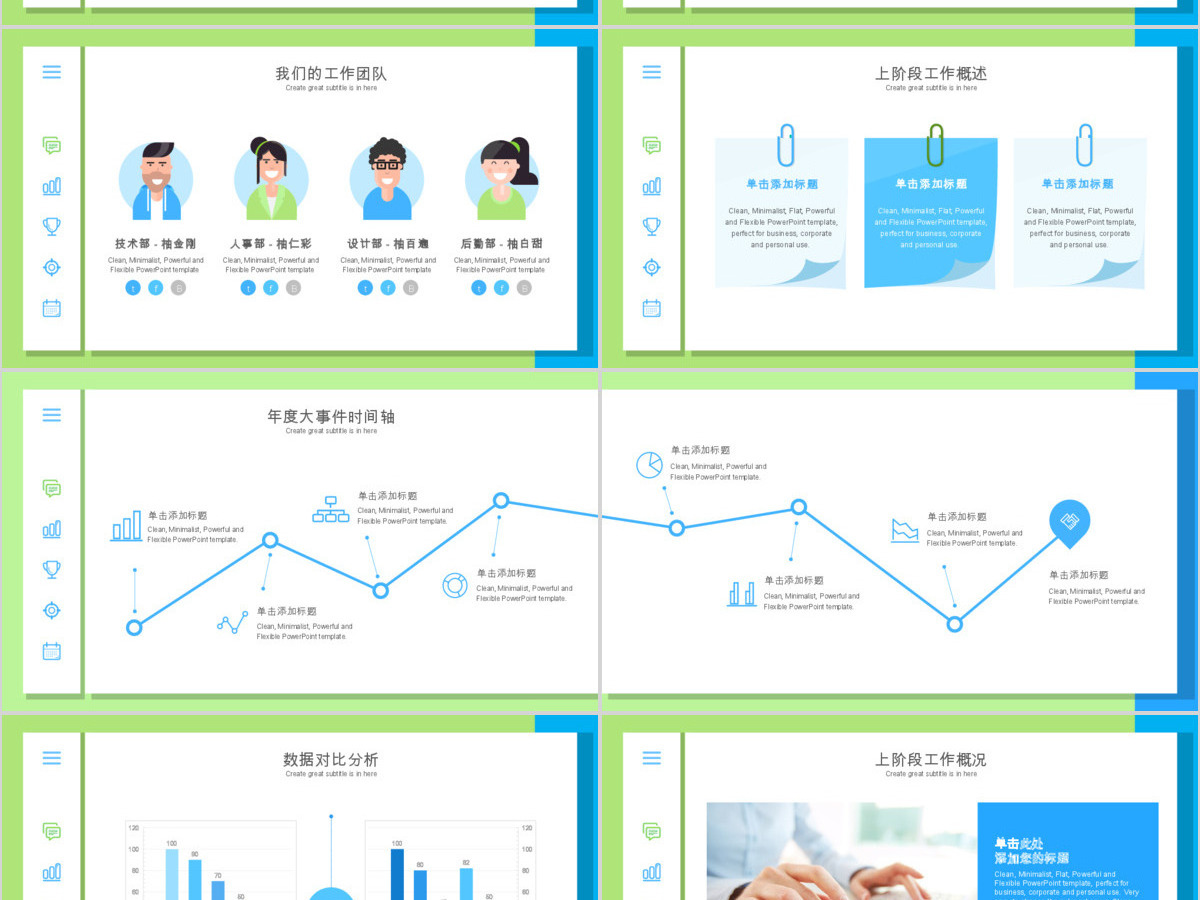 蓝绿色年终总结报告PPT模板 蓝绿色年终总结报告PPT模板