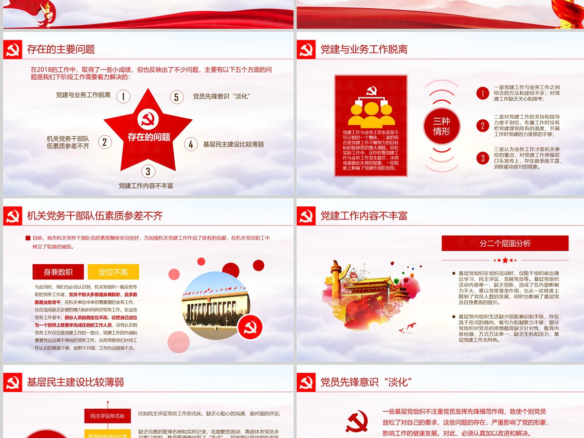 原创党政机关党支部党建工作报告述职PPT-版权可商用