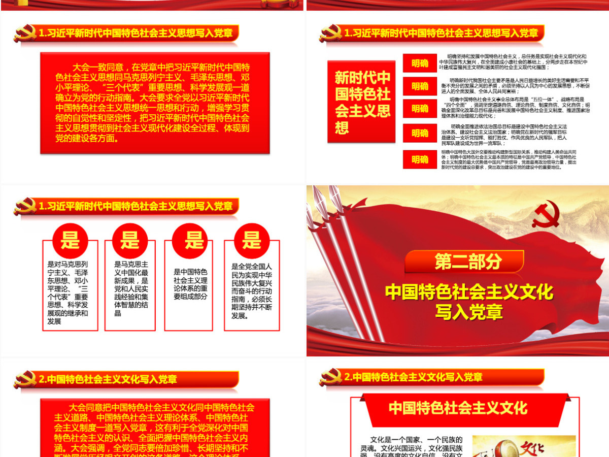 学习党的十九大党章修改内容PPT课件模板