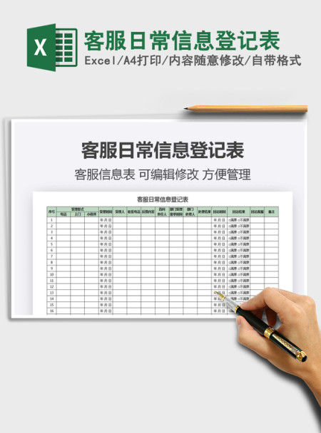 2021年客服日常信息登记表