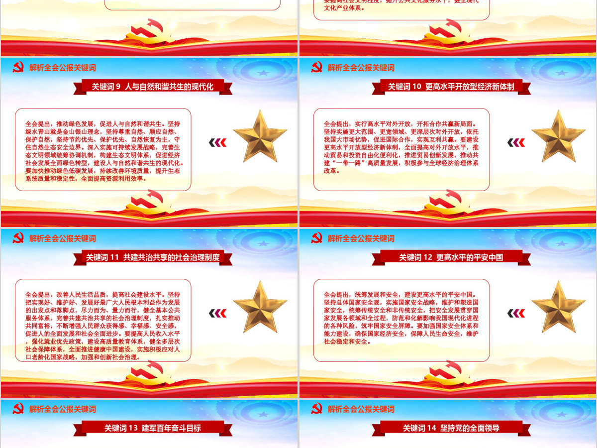 时尚彩色中国共产党第十九届五中全会公报学习解读PPT