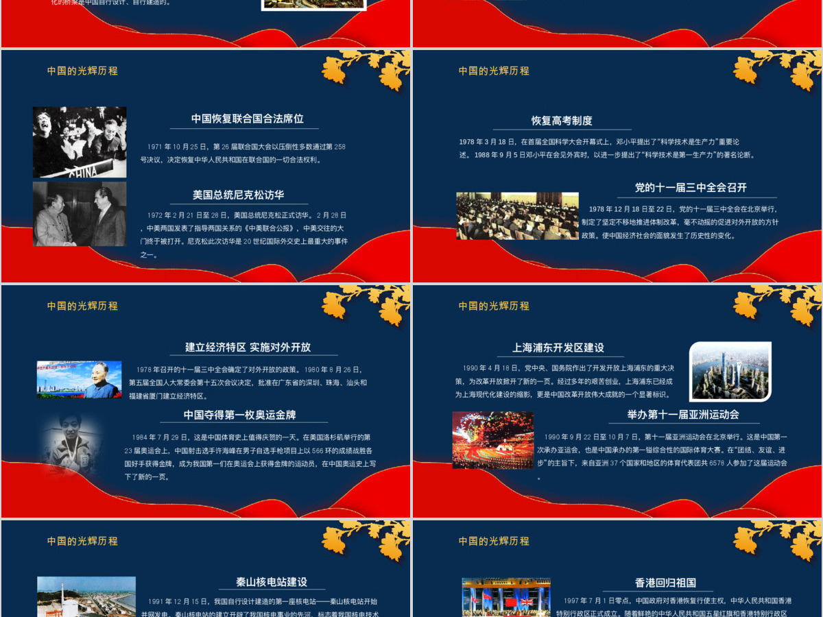 红蓝国潮风建国71周年华诞国庆节通用ppt模板