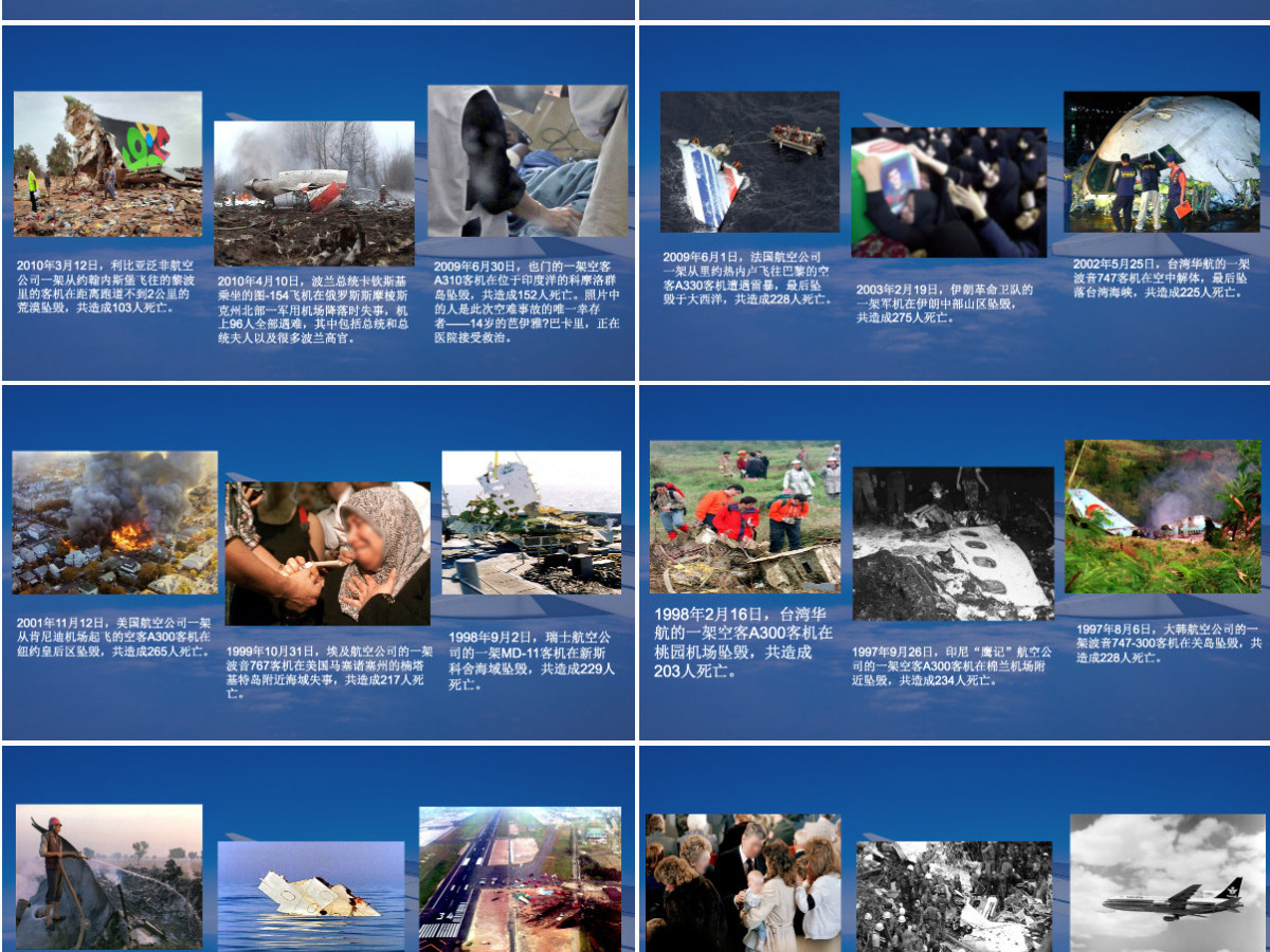 盘点史上最严重空难事故及乘坐飞机注意事项主题班会PPT模板 盘点史上最严重空难事故及乘坐飞机注意事项主题班会PPT模板