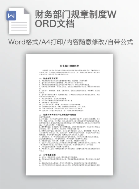 财务部门规章制度WORD文档