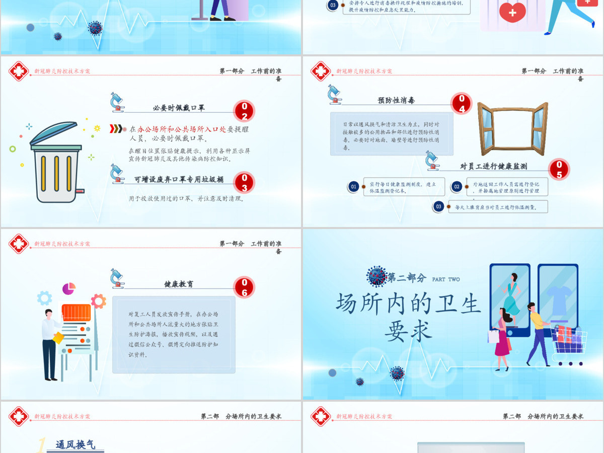 原创办公场所和公共场所新冠肺炎防控技术方案ppt模板