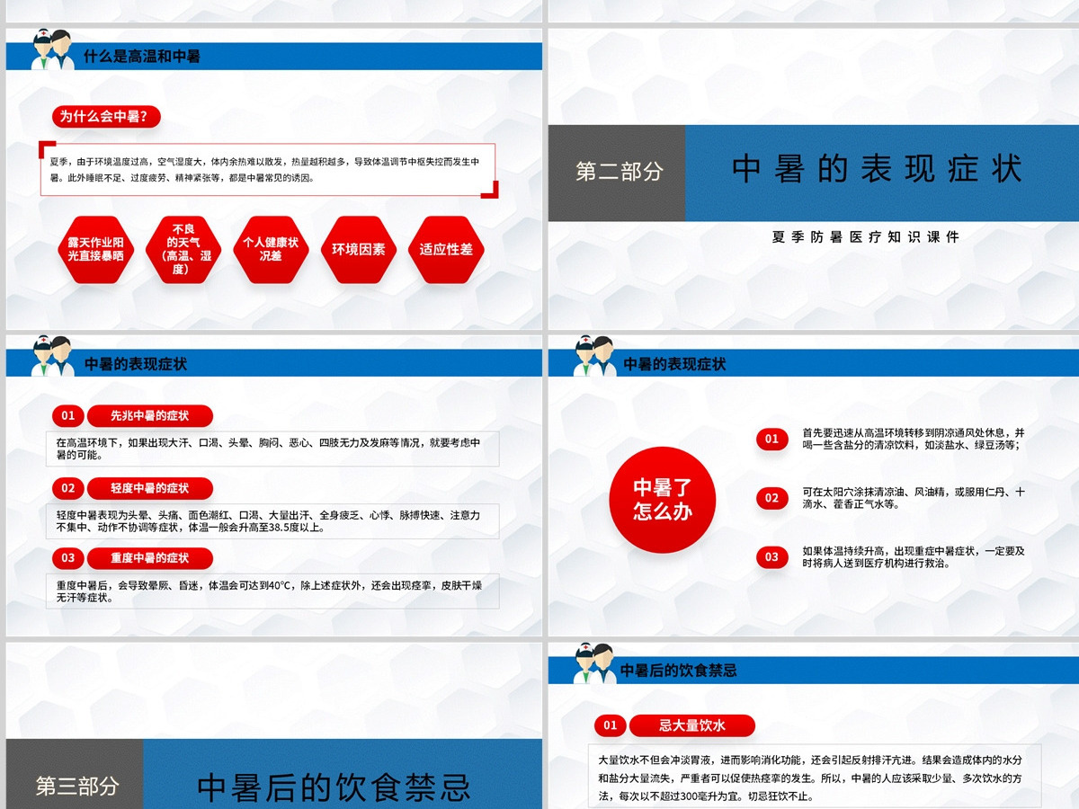 企业培训夏季防暑医疗知识简约风夏季防暑医疗知识培训课件模板PPT