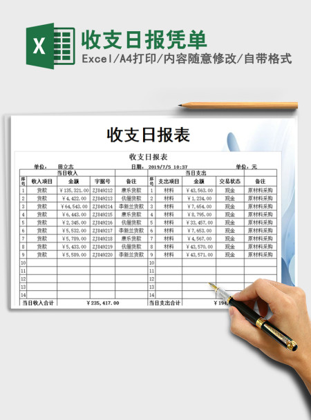 2021年收支日报凭单