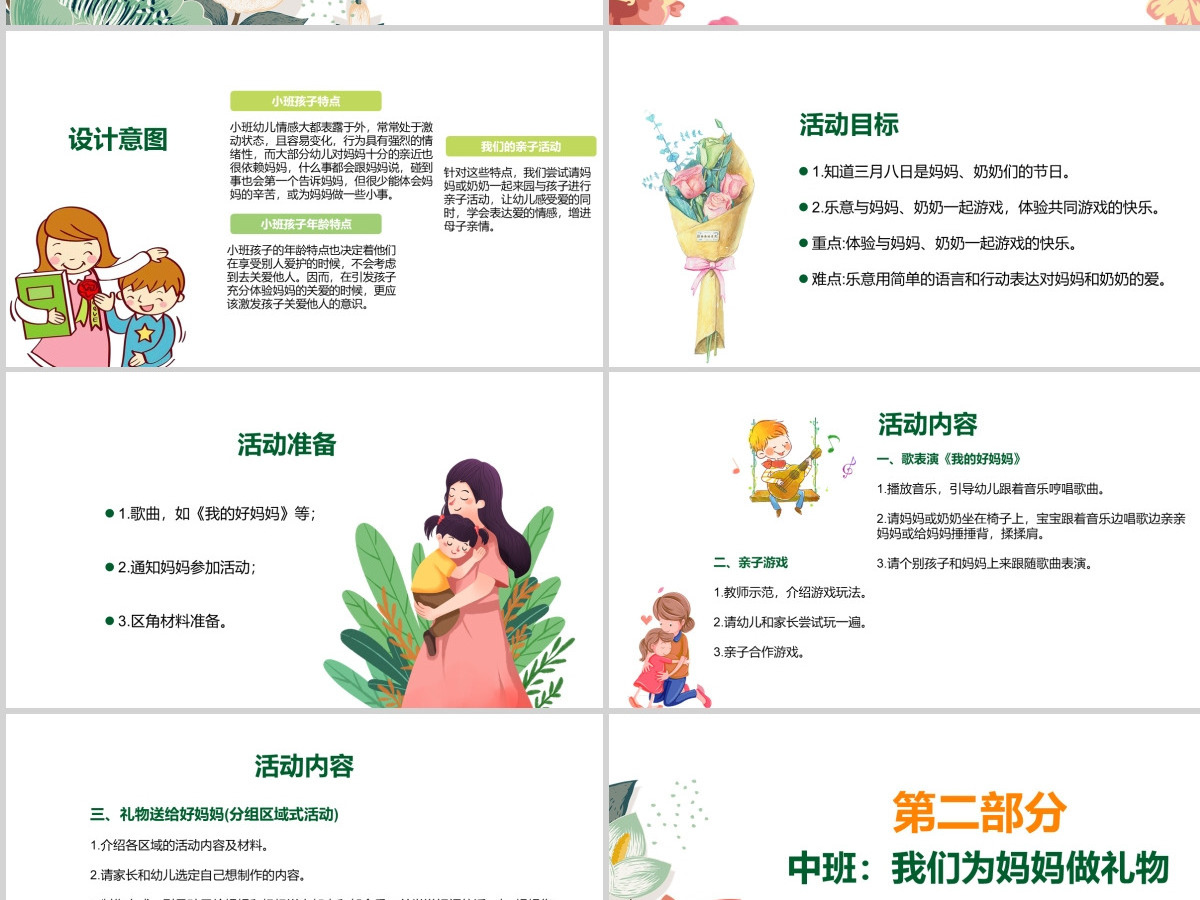庆祝女神节感恩母亲幼儿园妇女节活动方案PPT模板 庆祝女神节感恩母亲幼儿园妇女节活动方案PPT模板