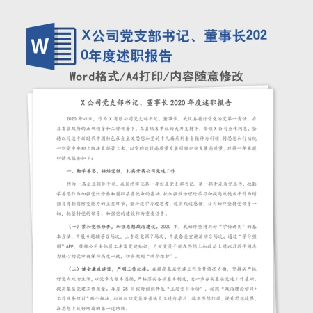 X公司党支部书记、董事长2020年度述职报告