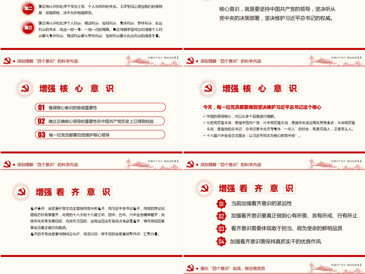 增强四个意识争做合格党员PPT模板 增强四个意识争做合格党员PPT模板
