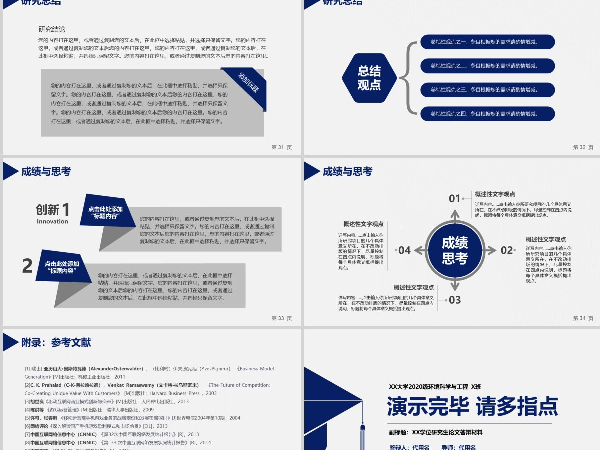 蓝色简洁环境工程专业毕业论文答辩PPT
