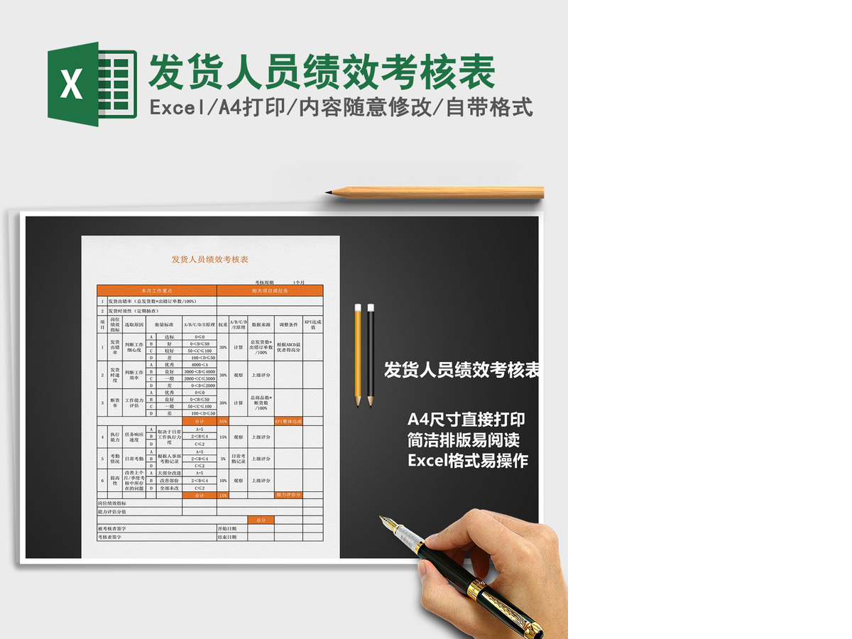 2021年发货人员绩效考核表