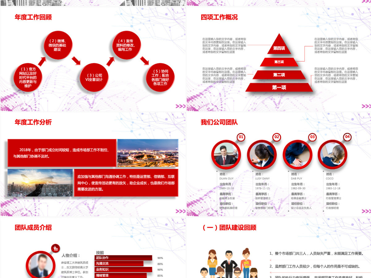 2021红色简约工作总结年终总结PPT
