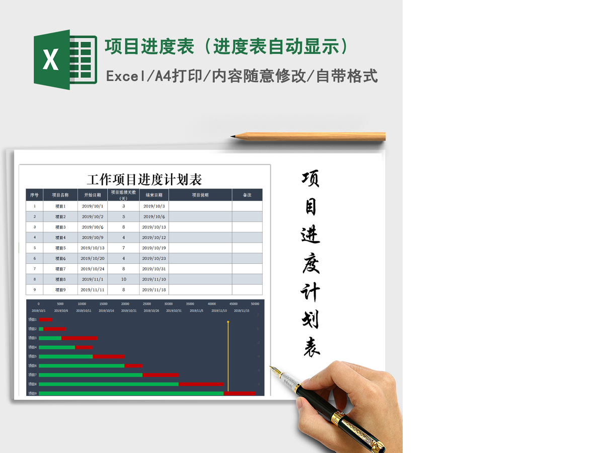 2021年项目进度表(进度表自动显示) 2021年项目进度表(进度表自动显示)