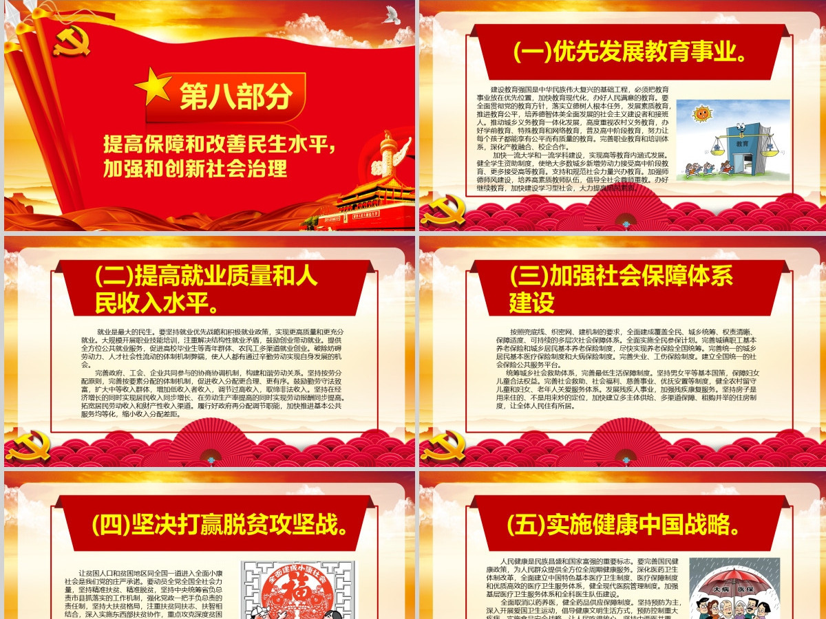 2019中国十九大红色精神会议PPT模板