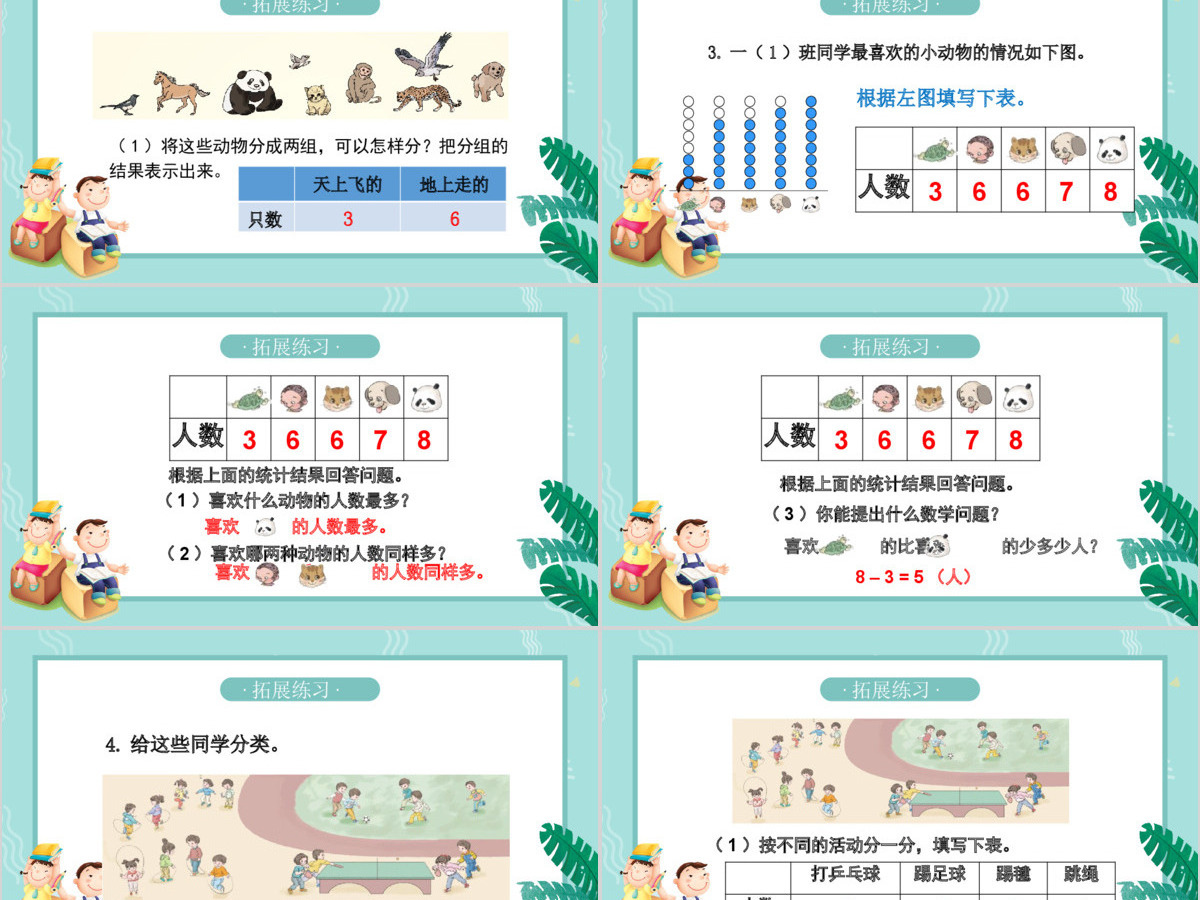 人教版小学一年级数学下册第三课：分类与整理（含配套教案）课件PPT