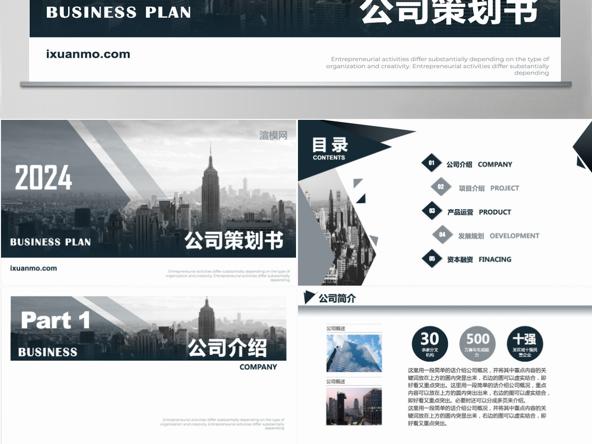 灰色稳重大气商业计划书企业宣传介绍商务通用融资企划PPT模板