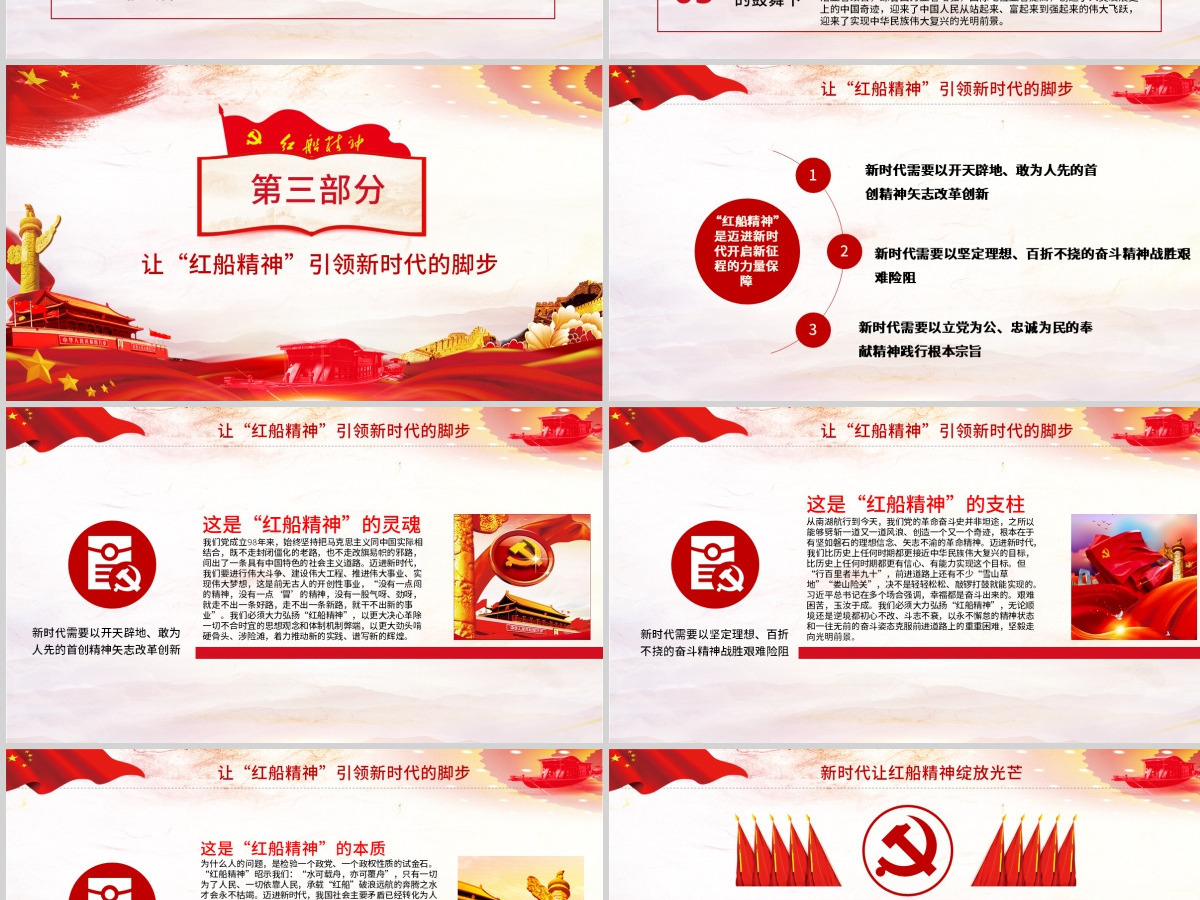 原创红船映初心学习红船精神党课PPT模板-版权可商用含讲稿
