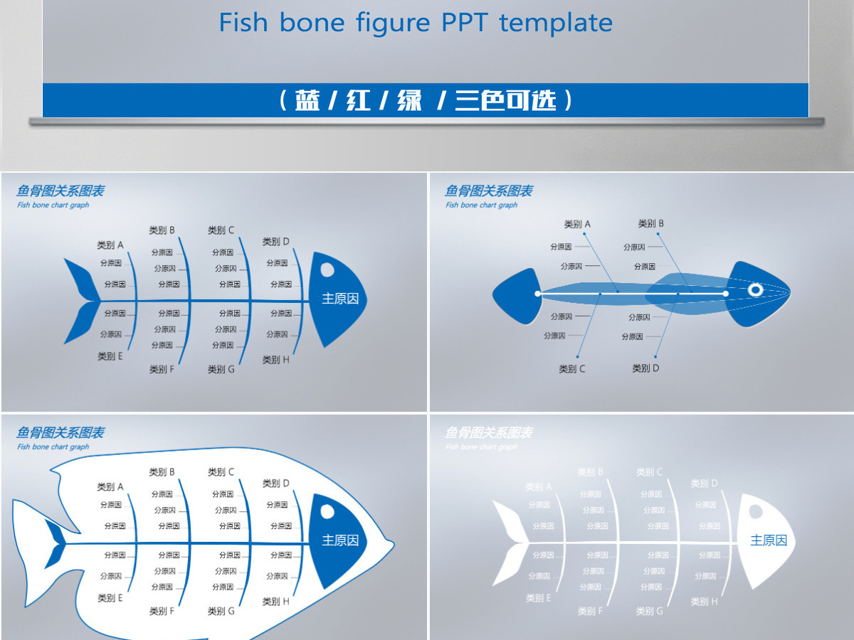 鱼骨图PPT品管圈QC图表PPT模板