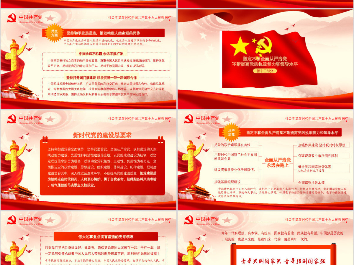 2019中国十九大红色精神PPT模板