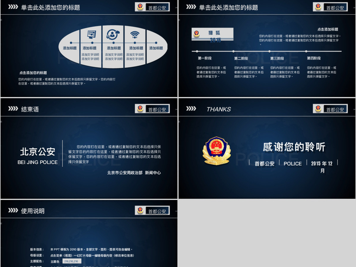 公安警务通用总结汇报ppt模板