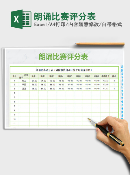 2021年朗诵比赛评分表 2021年朗诵比赛评分表