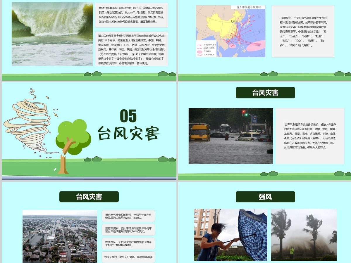 原创防御台风防汛抗洪知识教育讲座PPT模板-版权可商用