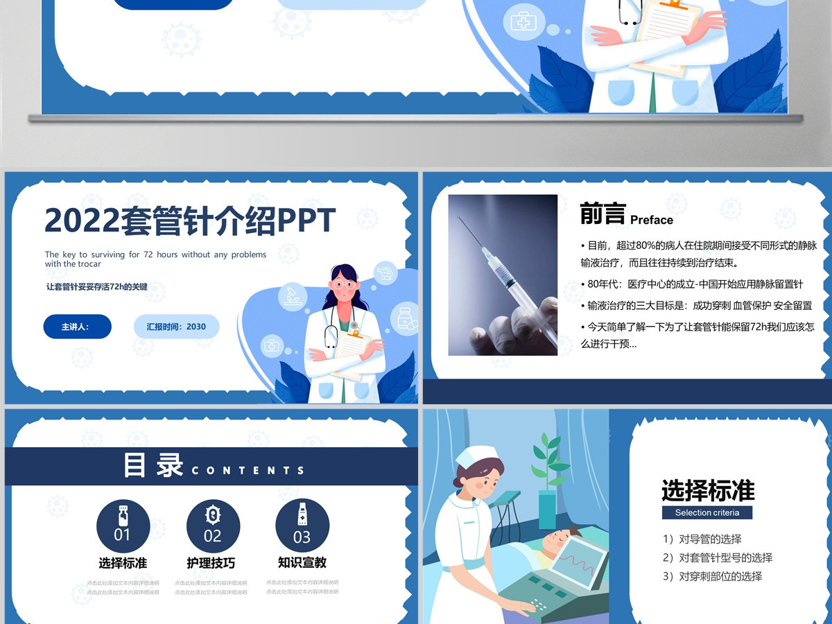 2022套管针介绍医疗创意清新医疗类相关PPT模板
