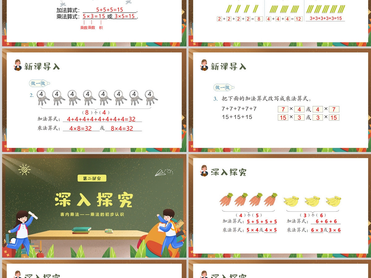 人教版二年级数学上册《表内乘法一 ---乘法的初步认识》PPT教学课件--含讲稿