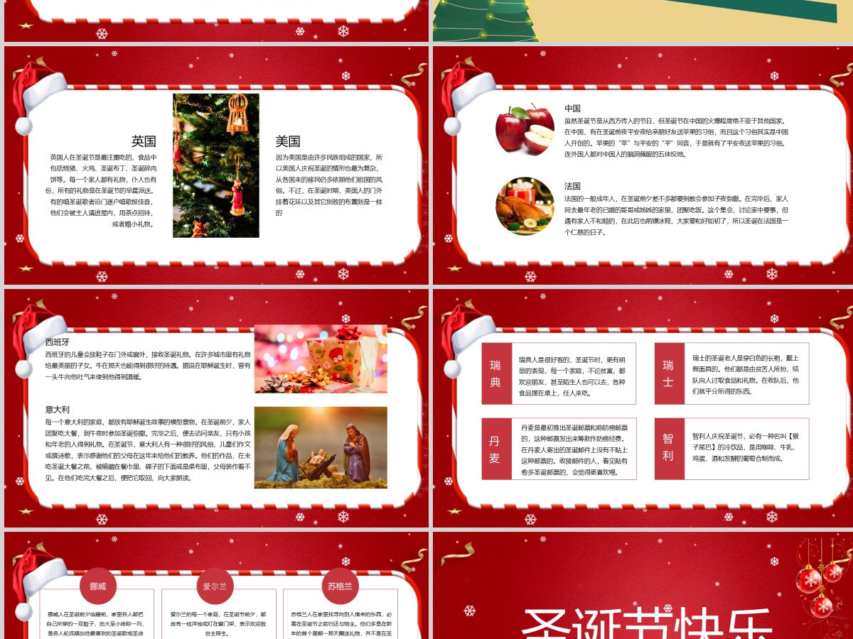 红色圣诞节快乐通用PPT模板